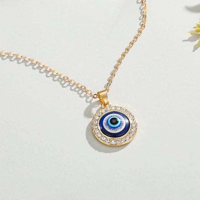 Vintage Turkish Evil Eye Pendant Choker Necklace Lucky Blue Evil Eyes Clavicle Chain Necklace Party Jewelry For Women Girls Gift