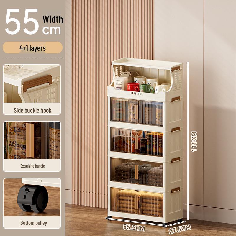Foldable Dustproof Multi-Layer Storage Cabinet for Kitchen & Living Room