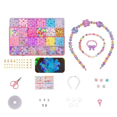 Beads Craft Kids Kids Luxury Toy Set Night Set, Kit, Bracelet, Jewelry, (Starry Light)