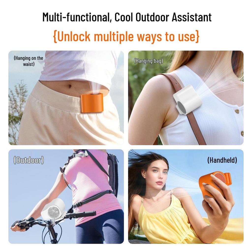 T511 High-Speed Rechargeable Waist & Neck Fan with Long Battery Life - Mini Portable Clip-on