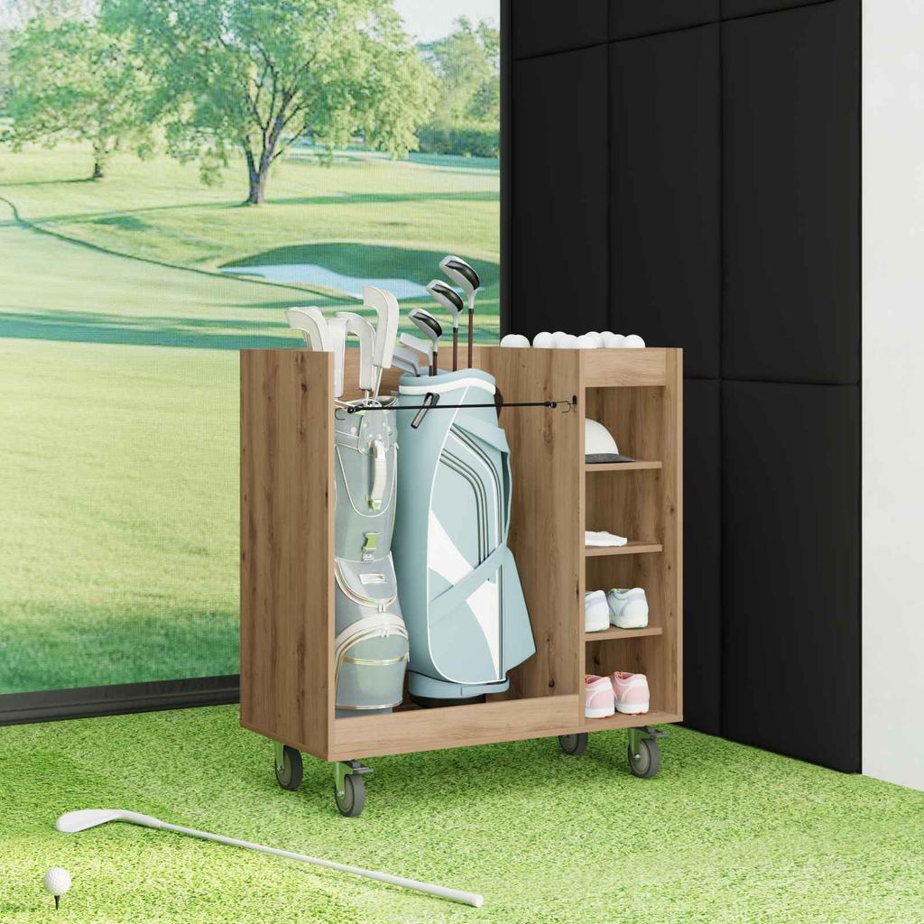 Golf Cabinet with Wheels Uni Artisan Oak 90 x 45 x 98 cm