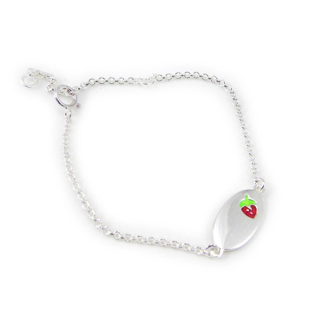 Les Trésors De Lily [G9051] - Gourmette Argent 'Fraise' rouge