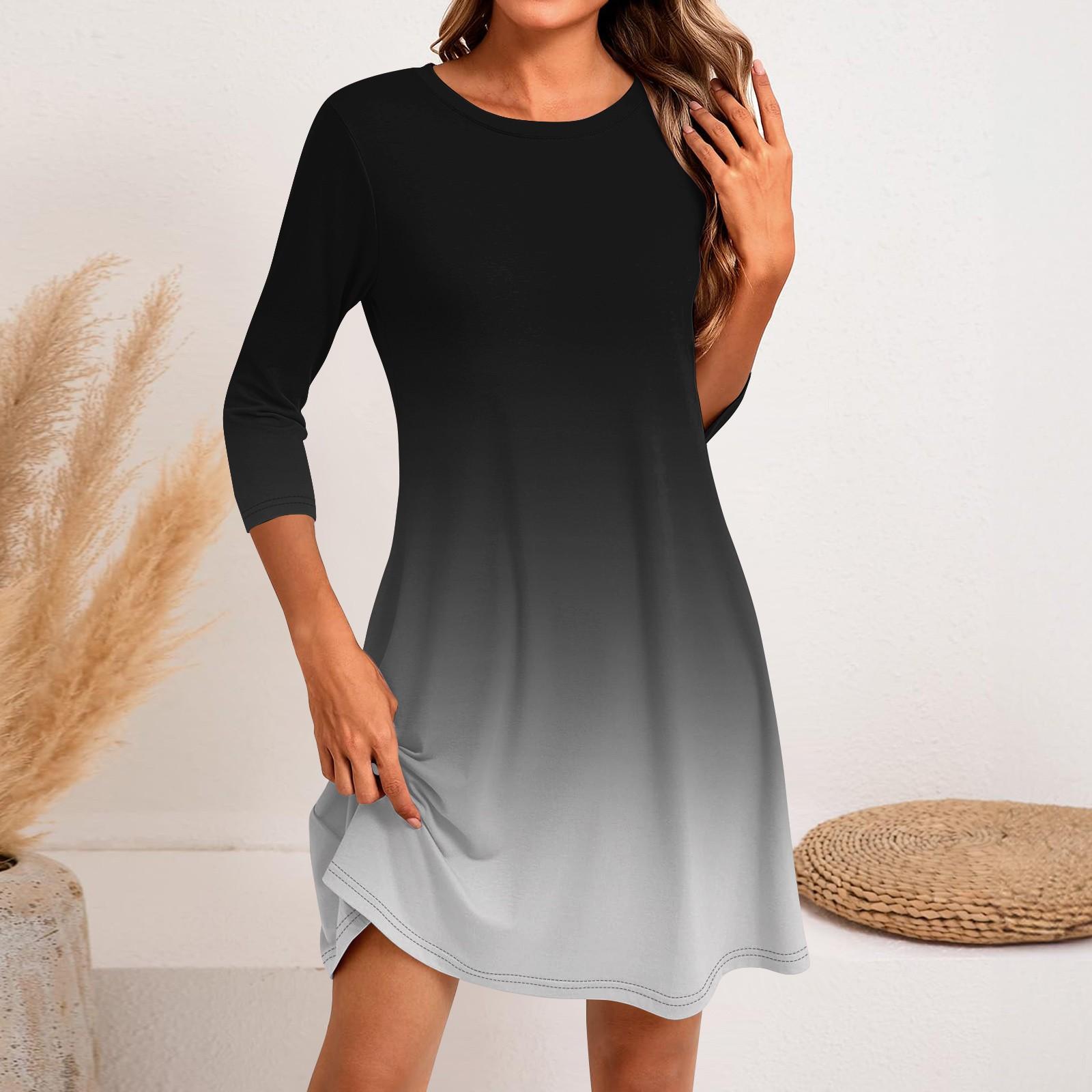 Женское модное повседневное платье с круглым вырезом и рукавом три четверти XXL красный — фото 6