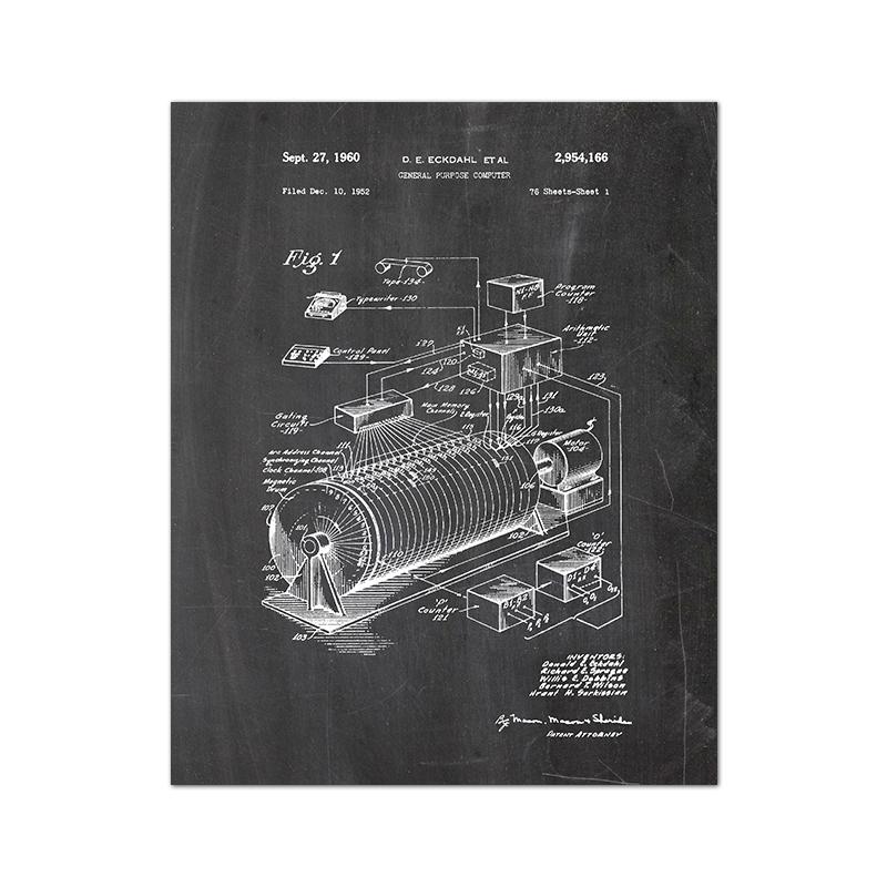 Computer Patent Vintage Posters and Prints Retro Blueprint Drawing Art Canvas Painting Office Wall Pictures Decoration Geek Gift