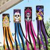 Polyester Skull Windsock Halloween Hanging Decoration with Long Ribbons for Fence Porch, Yard, Garden, or Halloween Party Entry