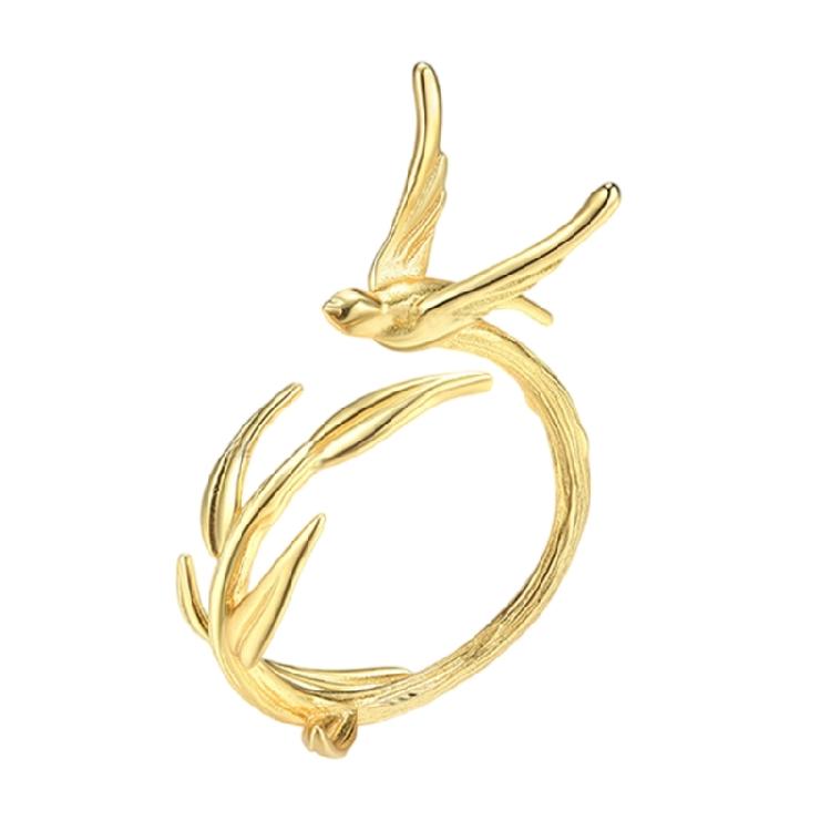 Asymmetrical Swallow Rings Colorful Open Rings Alloy Rings Stylish Ladies Jewelry Statement Rings for Fashion Women 1 золотой