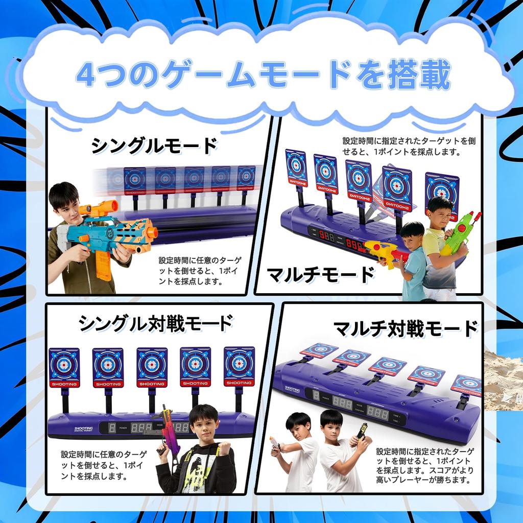 CYFIE Electronic Target Shooting Game with Auto-Rise, Target Aiming, Auto-Scoring, Shooting Practice, Sound Effects, 4 Game Modes, Extra Targets,