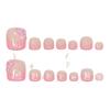 Handmade Press-On Toe Nails Short Style Nude Pink French With 3D Floral Design Sweet Ins Aesthetic Women