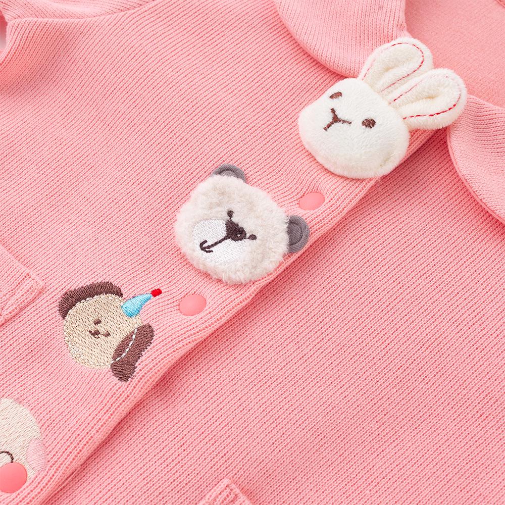 2025 Girls' Korean Style Peter Pan Collar Cardigan - Fashionable Spring/Autumn Baby Outerwear Top Set