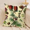 Retro Pinecones Plants Cushion Cover Silky Short Plush Invisible Zipper Dustproof Sofa Pillow Case For Home Decor