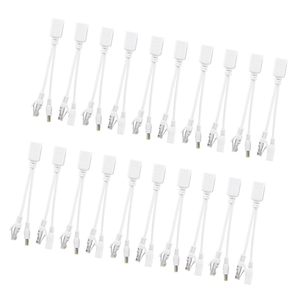 10 Pair IP Camera POE RJ45 Cable Power Over Ethernet Adapter Injector Splitter DC 12 V