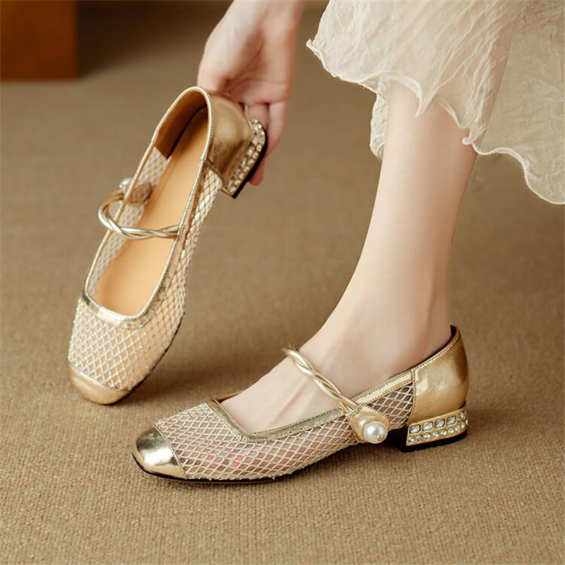Fashion New Summer Hollow Out Women Pumps Sandals for Women Round Toe Gladiator Shoes Fashionable Mesh Breathable Low Heel Zapatos Mujer