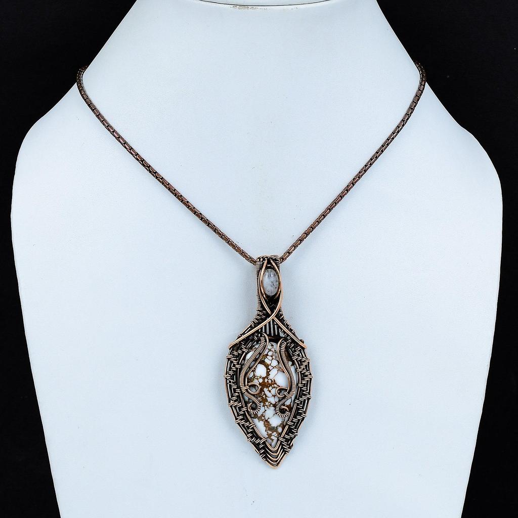 Wild Horse, Moonstone Gemstone Pure Copper Wire Wrapped Designer Handmade Pendant Jewelry For Woman