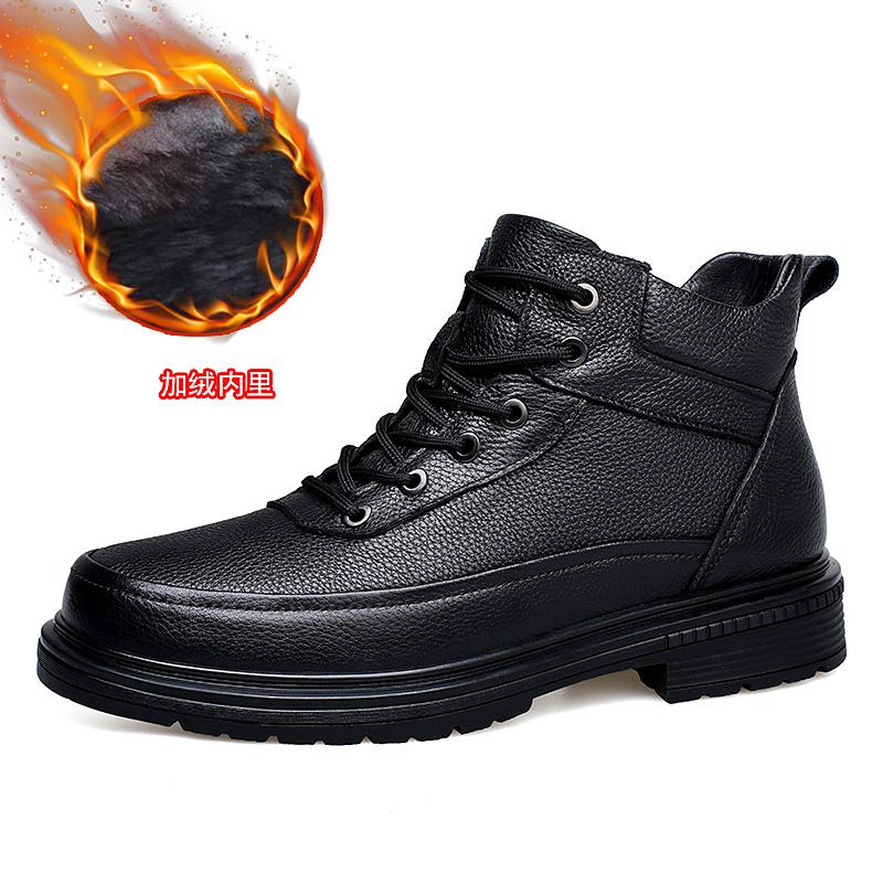 

Fashion Autumn Winter Mens Basic Boots Fashion High Top Shoes Outdoor Genuine Leather Botas Combat Desert Boots Leisure Walk Ankle Boots 38