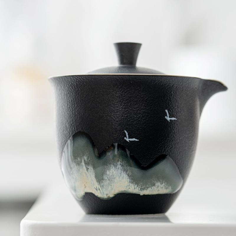 Kung Fu Tea Set Ceramic Quick Tea Cup One Pot Three Cups Portable with Bag