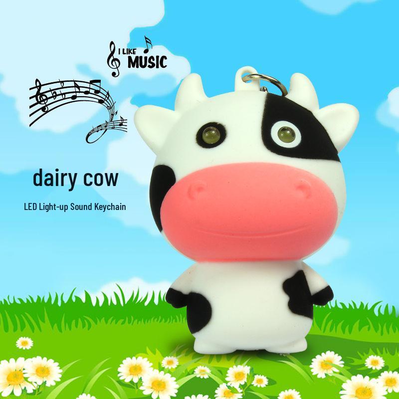 Luminous Cow Pendant Keychain: Sound & Light Accessory for Phones, Backpacks, and Luggage