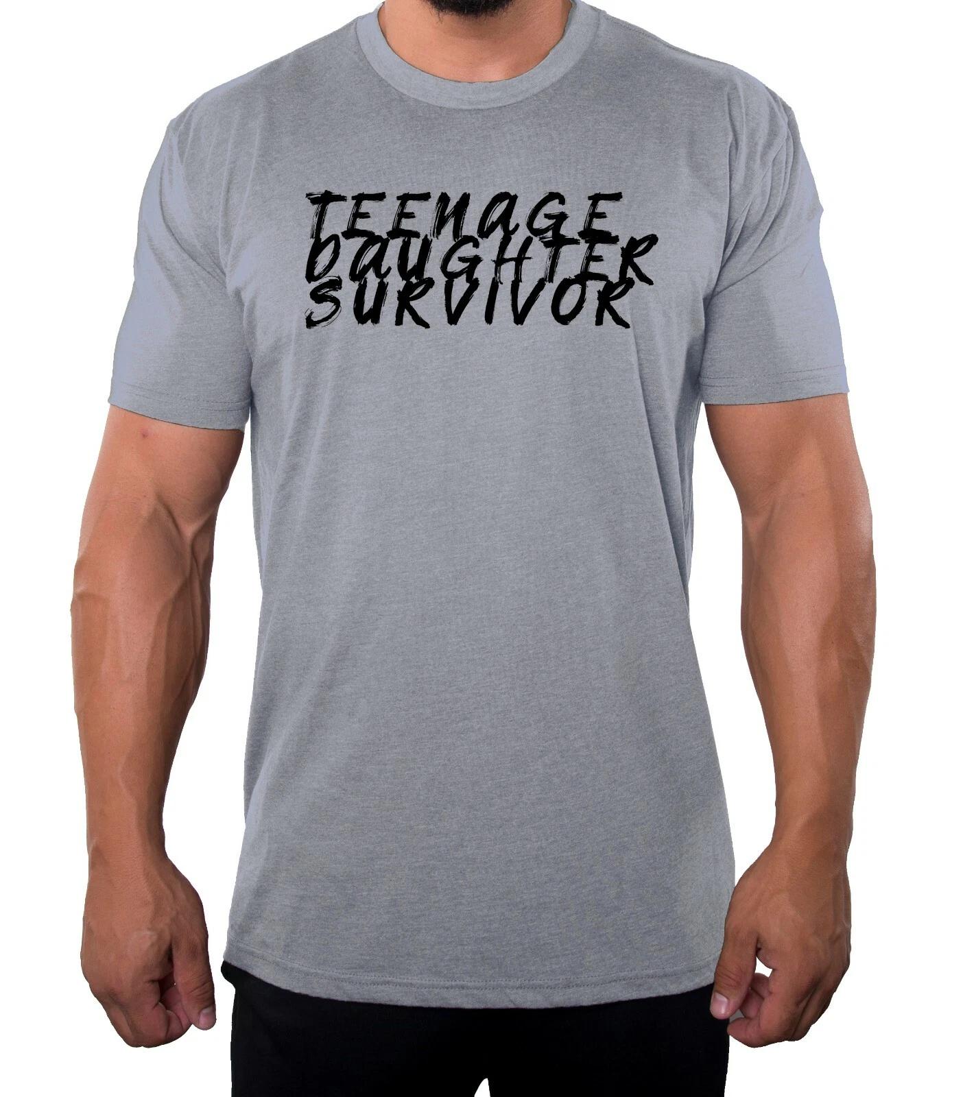 Teenage Daughter Survivor Funny Dad Shirts, Men s Funny Graphic T-Shirts XL