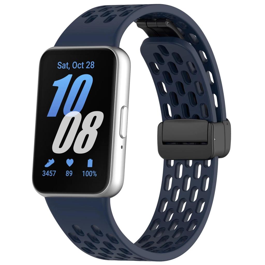 Magnetic Buckle Mesh Silicone Strap For Samsung Fit 3 Sport Breathable Watch Band For Samsung Galaxy Fit 3 Replacement Bracelet