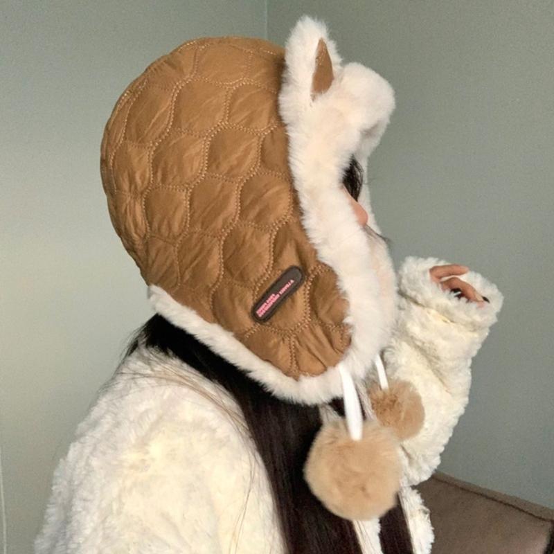 Cute Cat Ear Hat Warm Ear Flap Hat Ear Protective Cap Cold Weather Skiing Hat