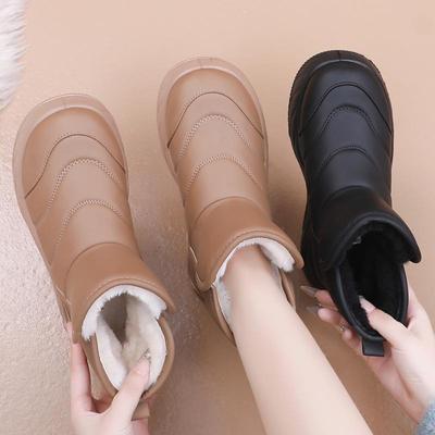 Winter Chunky Platform Snow Boots for Women Comfortable Anti-Slip Fuzzy Ankle Booties With Faux Fur Lining Women's Warm Walking Short Boots Shoes
