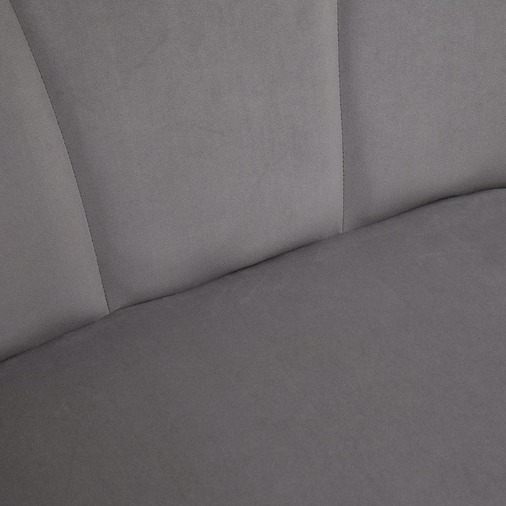 2-Seater Sofa in Velvet with Metal Legs and Shell-Shaped Backrest, 132x66x80cm, Grey