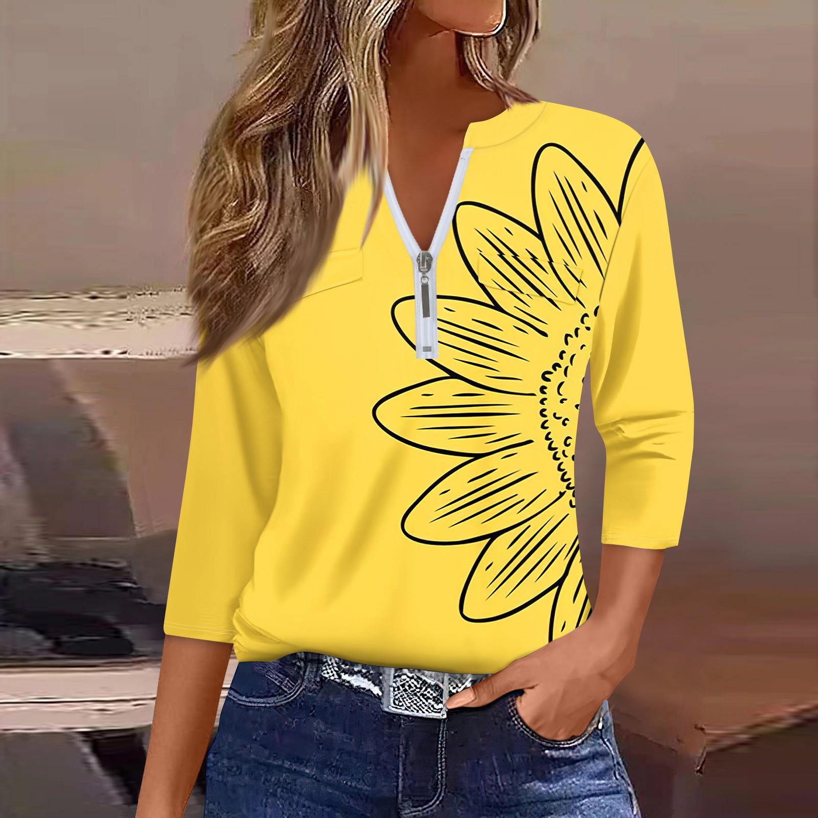 

Женские клетчатые рубашки с рукавом 3/4 на молнии с цветочным принтом, повседневная туника, блузка, топы XL