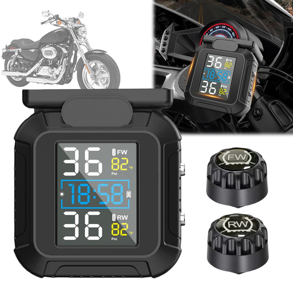 USB Solar Charging Motorcycle Tire Pressure Monitoring System Tyre Temperature Alarm System Tyre Pressure Monitor System