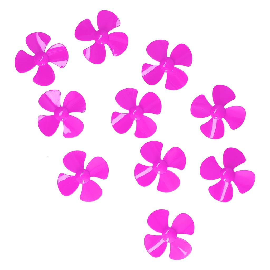 10Pcs 60mm 4 Blades Propeller Plastic Turning Boat Propellers Accessories with 2mm HoleRose Red