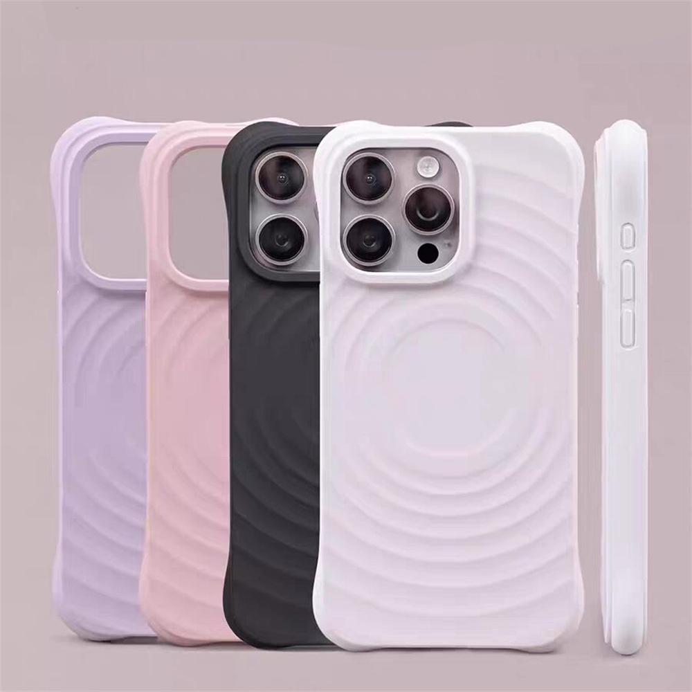 Ripple Pattern Shockproof For Magsafe Case For iPhone 15 14 13 12 11 Pro Max Plus Wave Magnetic Wireless Charger Cover