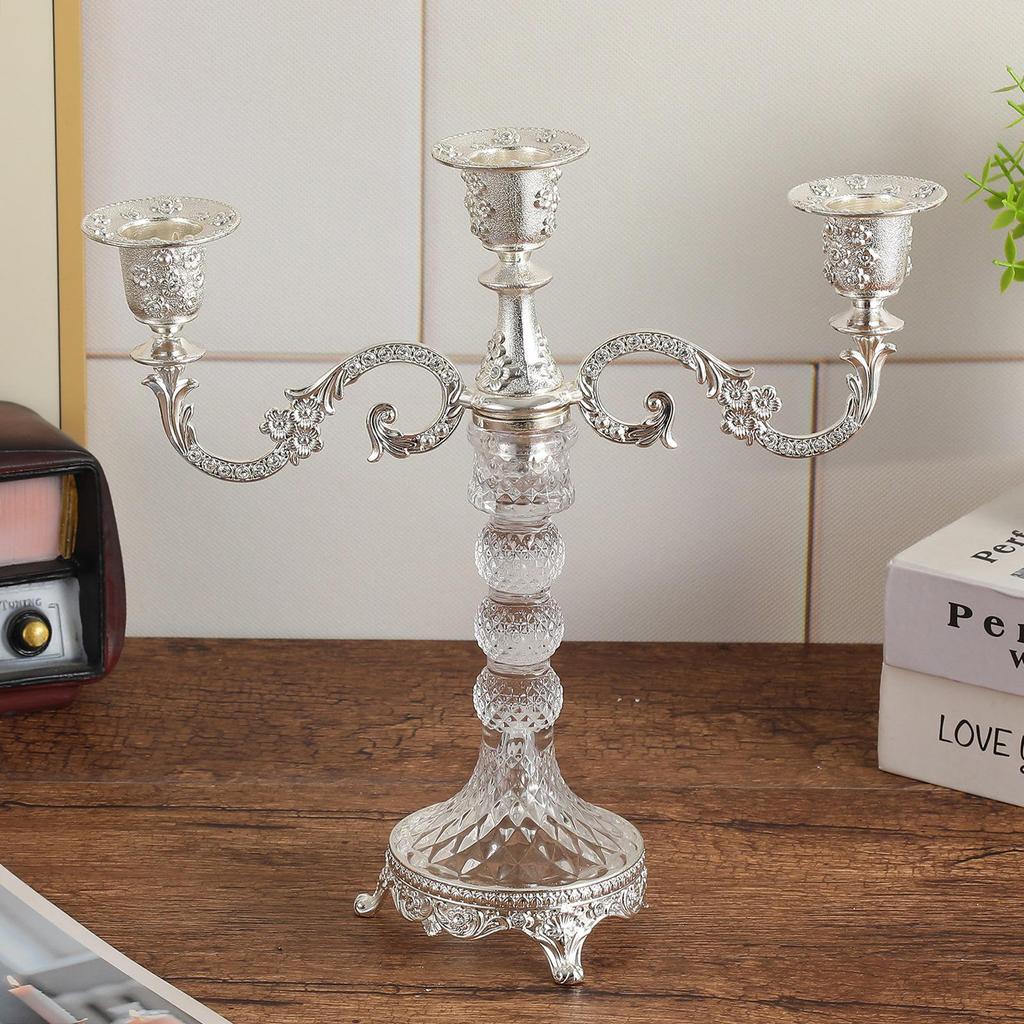 Elegant European Crystal Candelabra - Three to Five-Head Decoration for Weddings and Dining Tables