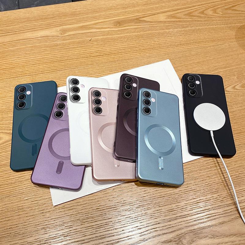 Applicable To Samsung A57 Mobile Phone Case MagSafe Magnetic Suction A37 All-inclusive A17 Metallic Paint A07 Anti-drop A56 Protective Case