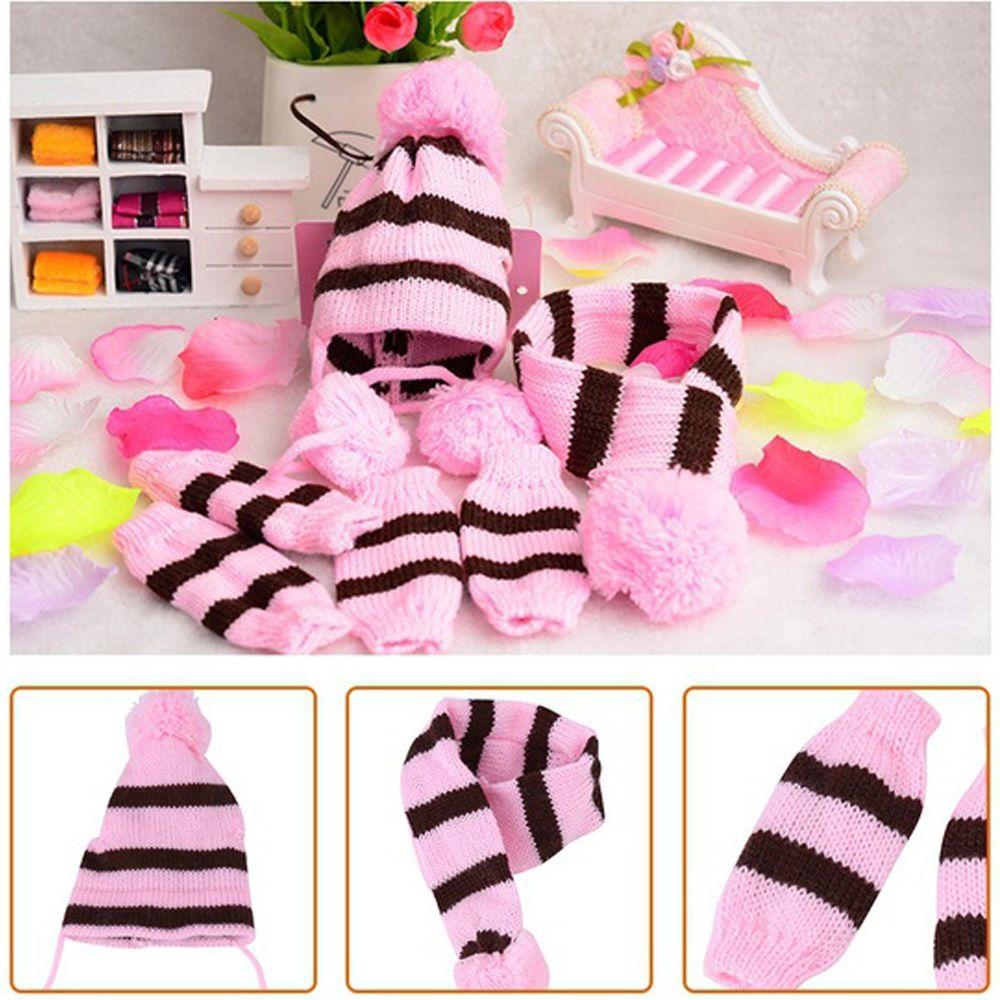 6Pcs/Set Cosplay Dressing Up Stripe Knitted Puppy Costume Pet Warm Hat Scarf Dog Socks Cat Clothes