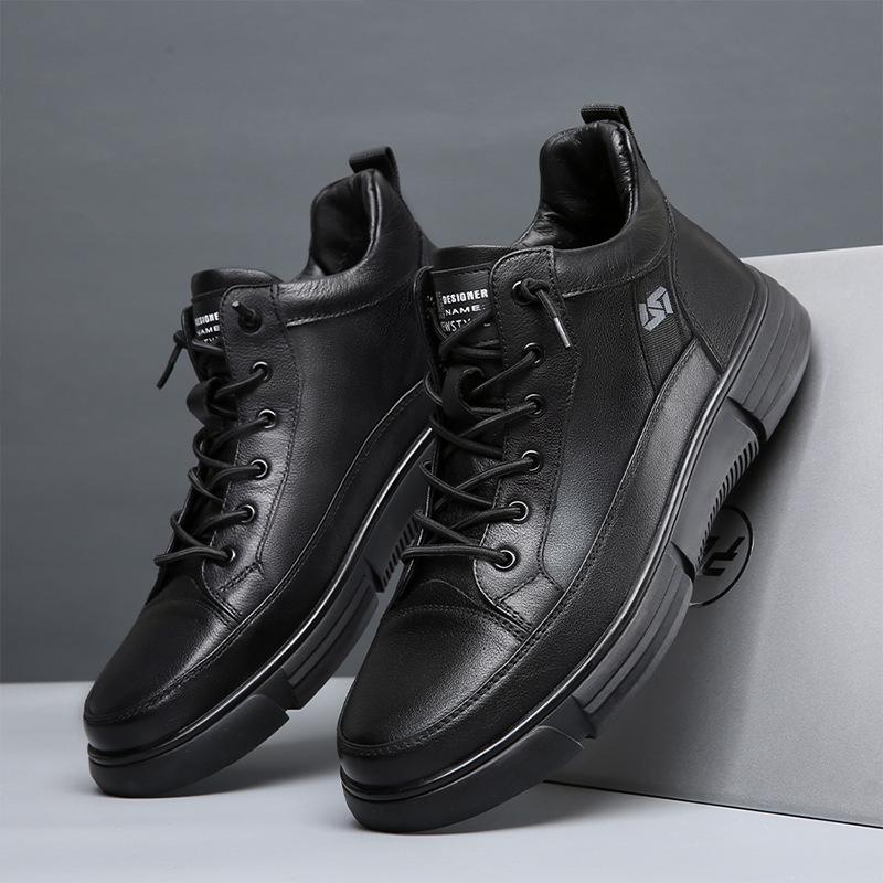 2025 autumn new formal men's leather shoes business office fashion men's shoes first layer cowhide high-top shoes can be