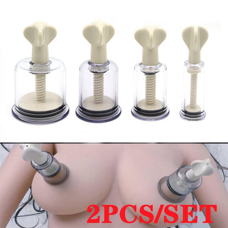 2 STK Brystvortesuger Sexy Bdsm Klitoris Massasjeforbedring Vakuumpumpe Forstørrer Sex Voksenleker Erotisk produkt