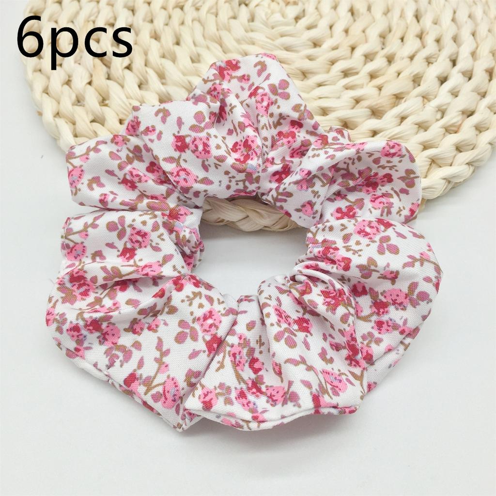 6pcs/lot Hair Scrunchies Bands Scrunchy Ties Ropes Ponytail Holder for Women Accessories Fabric Headwear Ditsy Floral Sweet Cute
