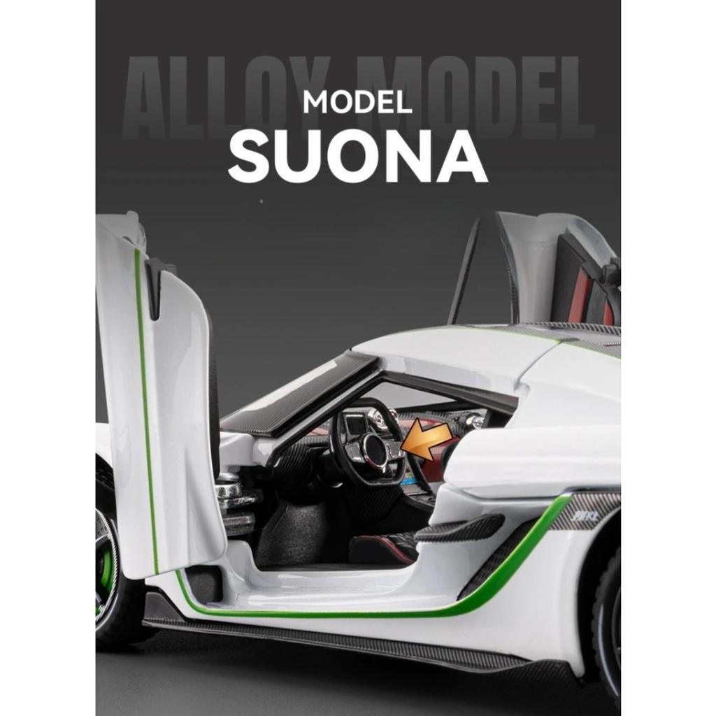 1/24 Koenigsegg Jesko Super Sports Car Alloy Car Model Ornaments for Children Boys Toys Pullback Light Simulation Model Diecast Toy Vehicle