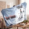Coperta in pile personalizzata Lamine Yamal con logo del calcio, testo con nome personalizzato, morbida, calda, coperta da divano per la casa