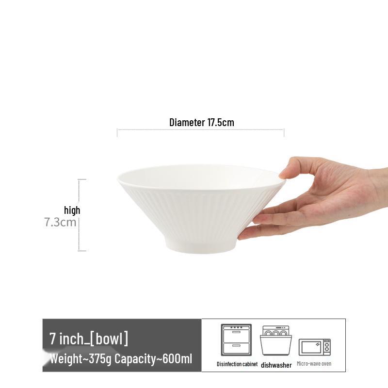 Aged-Style Large Ceramic Soup Bowl - Open-Mouth Tableware for Home & Restaurant.
