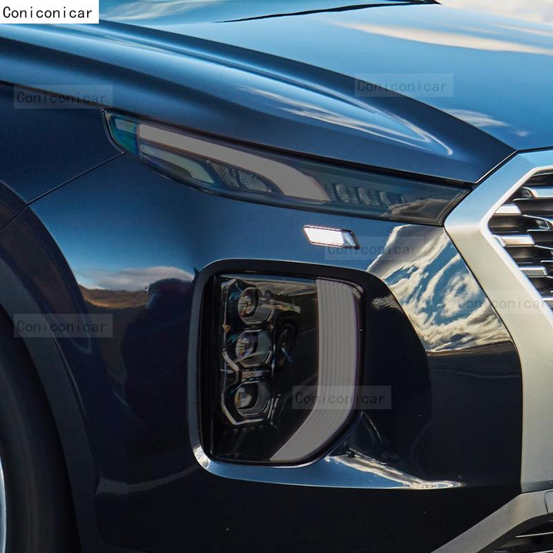 For HYUNDAI PALISADE 2019-2021 Car Headlight Black TPU Protective Cover Film Front Light Tint Change Color Sticker Accessories