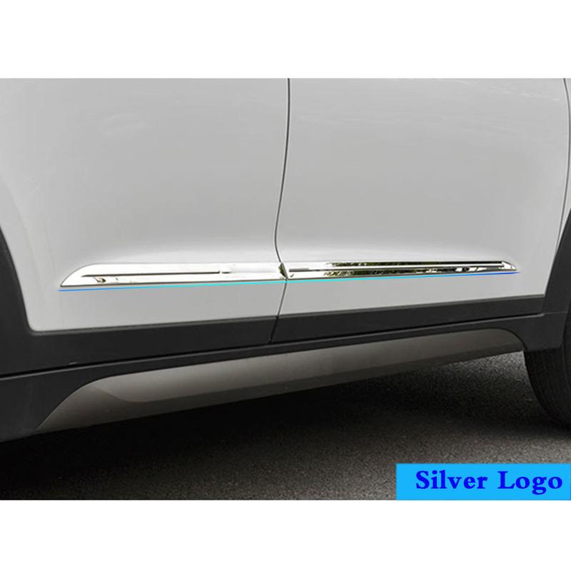 High Quality For Hyundai Tucson 2015 2016 2017 2018 Car Styling Protect Cover Side Door Body Trim Stick Strip Molding Part 4PCs