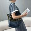 2025 Luxury Women Handmade Rivets Denim Punk Handbags Fashion Large Capacity Tote Bags New Brand Casual Hand-held Shoulder Bag