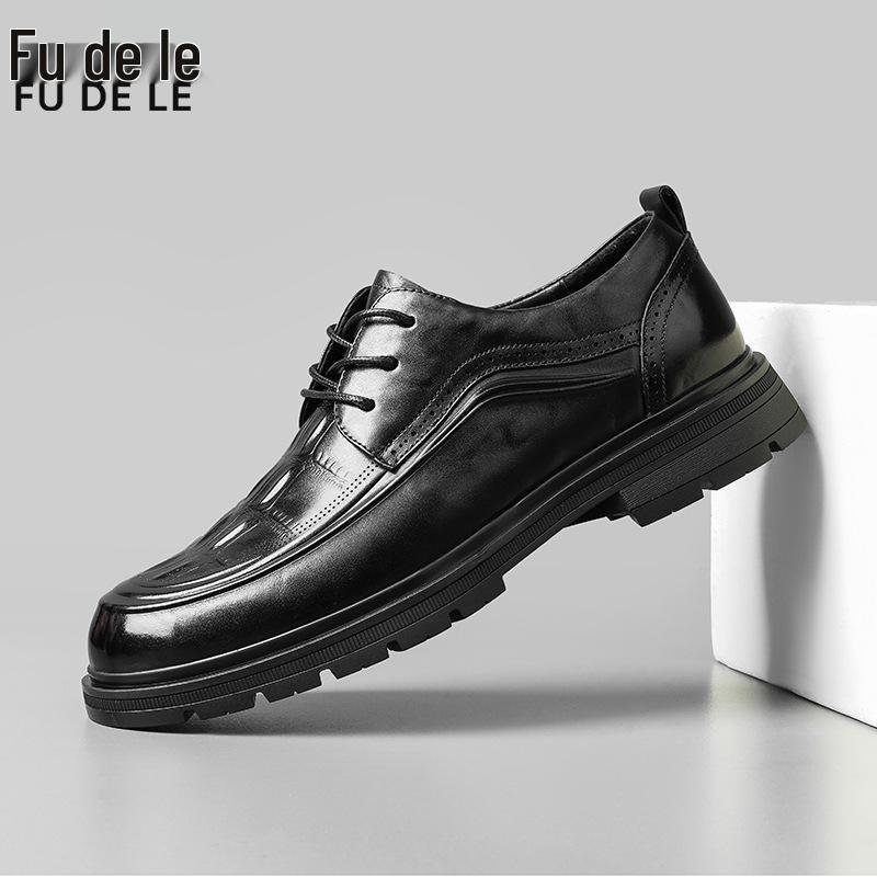 

2025 Autumn Men s Genuine Leather Casual Shoes - British & Korean Style, Black, Low-Cut Trend 40
