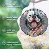 American Flag Dog Design 2D Metal Wind Chime for Outdoor Garden Patio Indoor Decor Holiday Festival Party Gift Rotating Wind Spinner