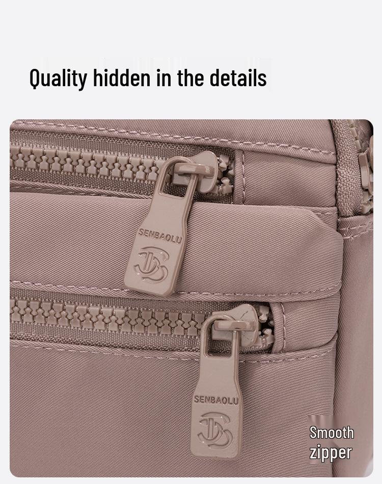 Women's Water-Repellent Crossbody Handbag: Multi-Layer Single-Shoulder Casual Nylon Bag