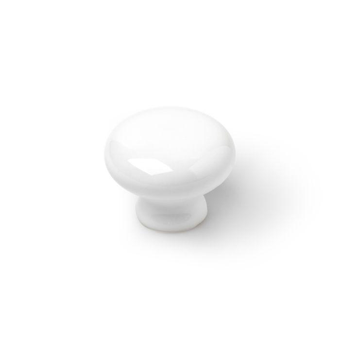 Plaquette Thermoformée Contenant 4 Boutons De Meuble Ronds En Porcelaine White Mod.821 Ø35mm Rei.