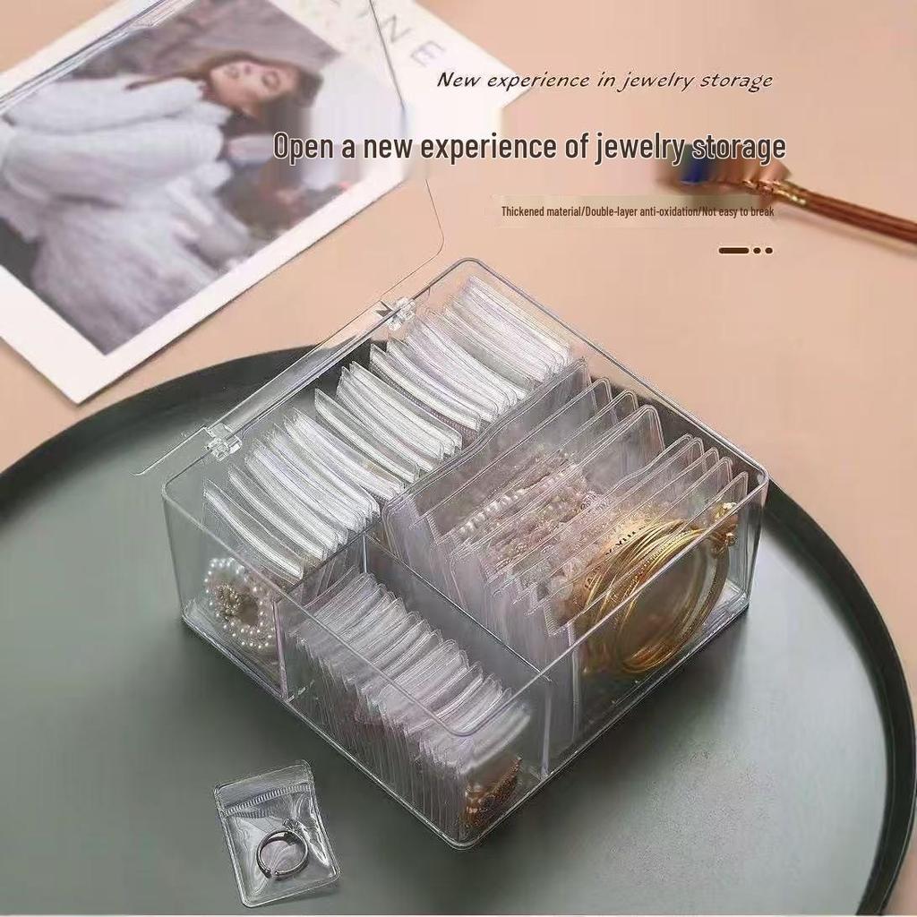 Jewelry Organizer Box - Transparent Anti-Oxidation Storage for Necklaces, Rings, Earrings, and Nails