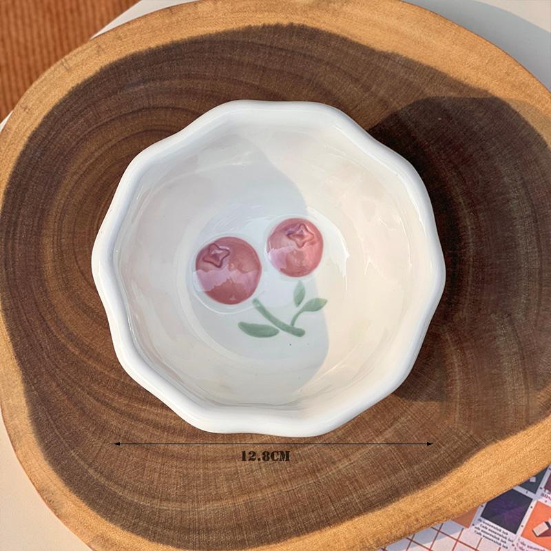 Creative Relief Hand-painted Tableware, Dinner Plate, Ceramic Rice Bowl, Soup Bowl, Kitchen Drinkware Set, Home Accessories
