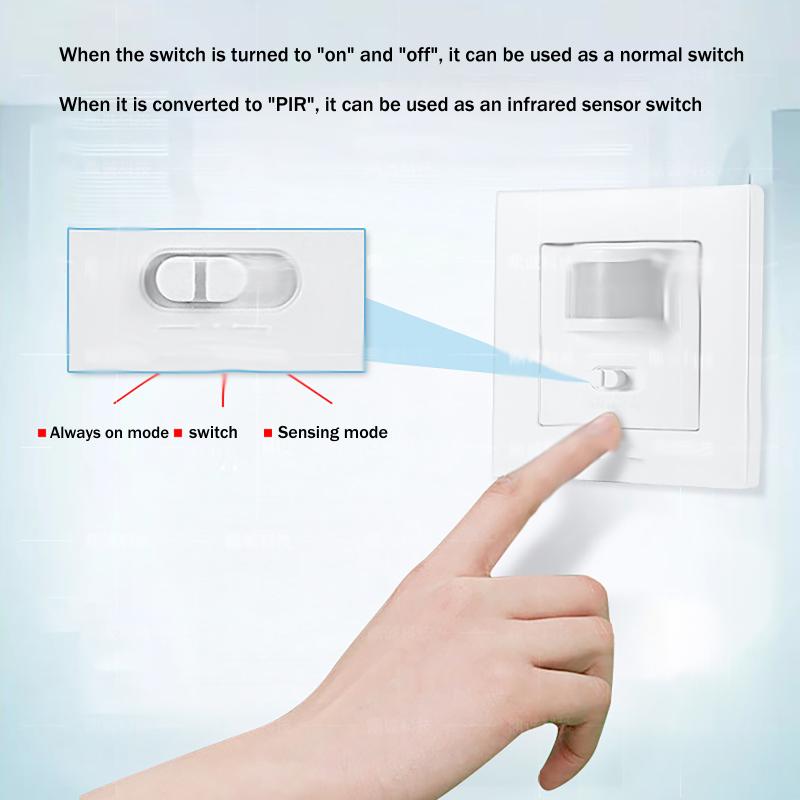 Ac 110-240V Dc 9-24V Led Pir Motion Sensor Switch 2-Wire Human Infrared Automatic Sensing Adjustable Time Delay Switch Panel
