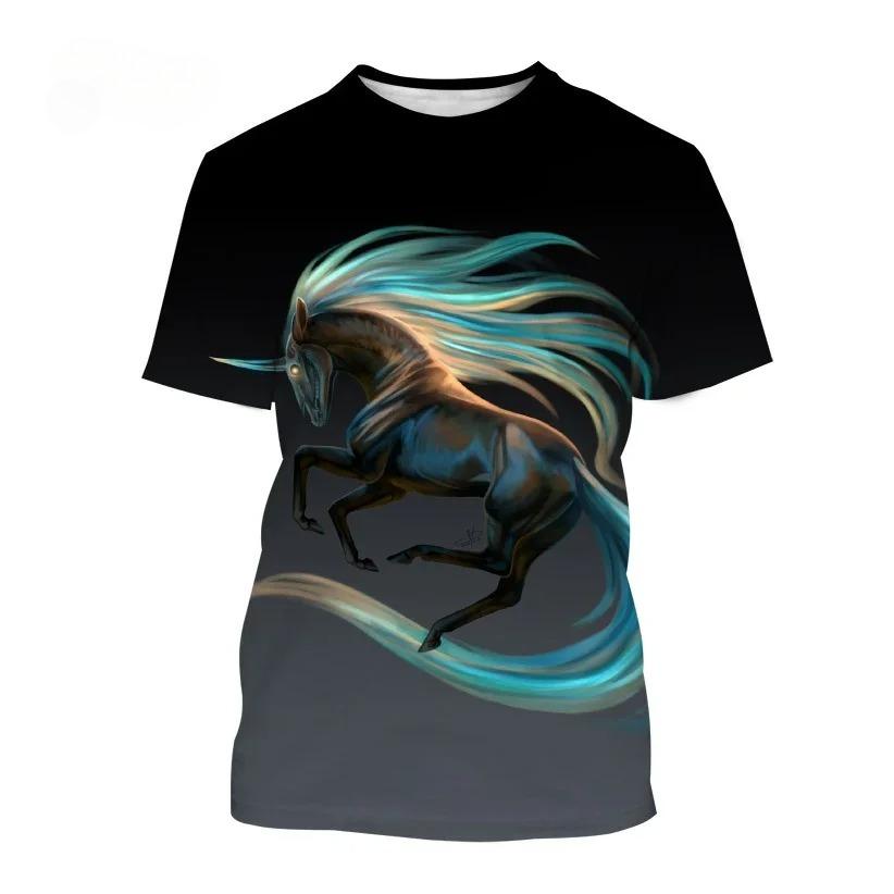 Fashion Unicorn 3D Printing T-shirt Novelty Rainbow Unicorn Men Women Short Sleeved Fancy Casual Beautiful T-shirt