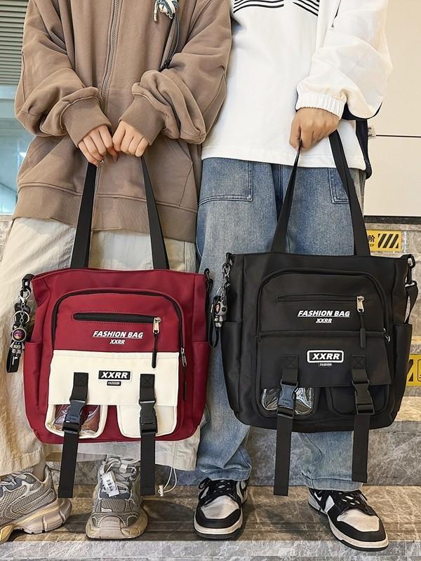 Streetwear Canvas Shoulder Bag For Men With Multiple Pockets For Daily Use